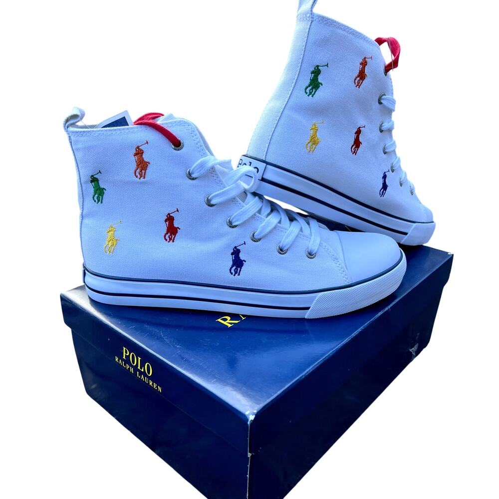 New! Polo Ralph Lauren high top sneakers unisex 6.5kids/6.5 mens/8.5 womens